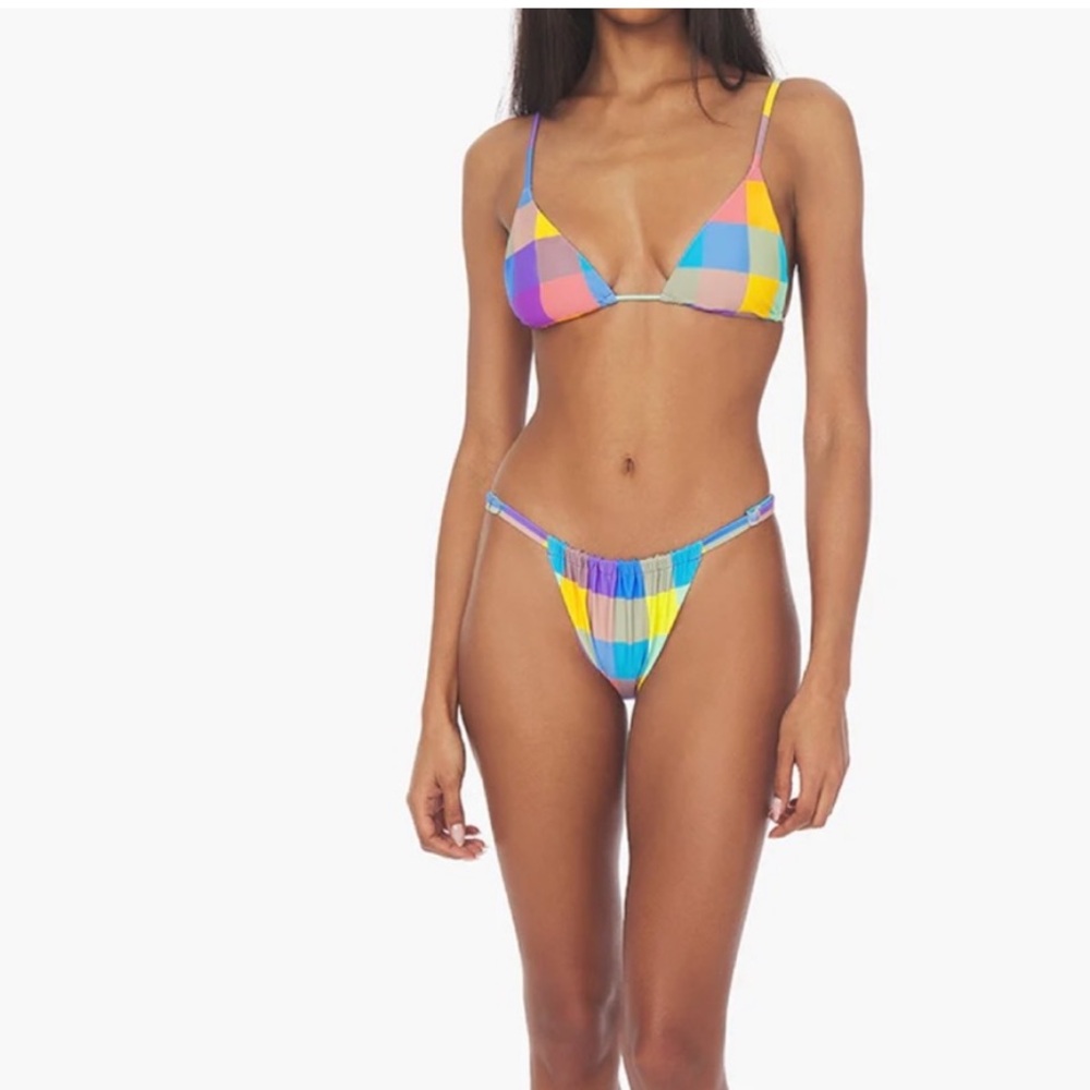 WeWoreWhat Gingham plaid 3 piece Bikini Set & Mesh Muscle Tank Dress